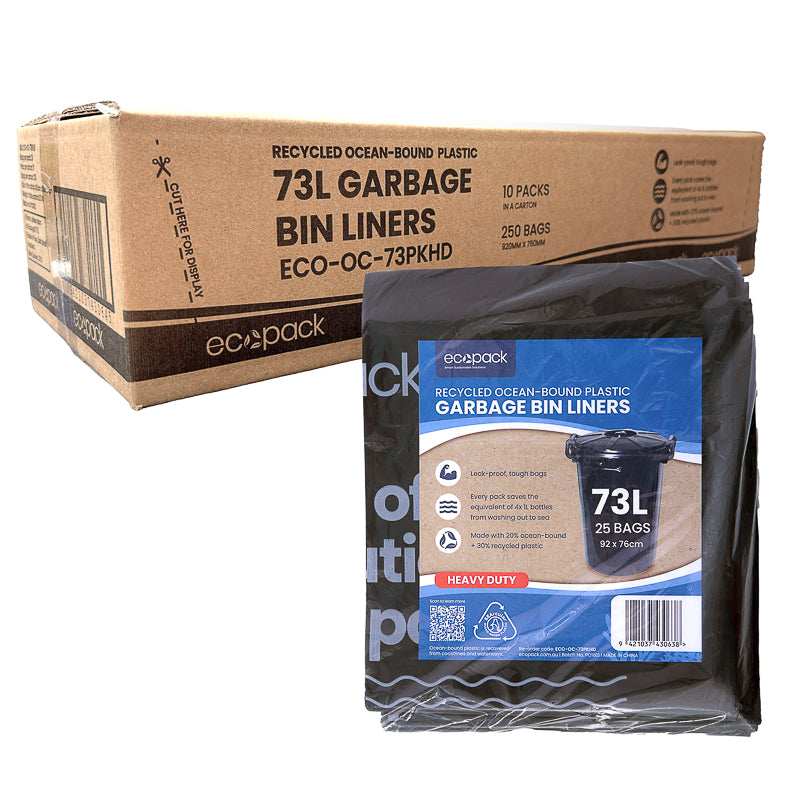 Ecopack 73L Recycled Garbage Bags Heavy Duty Carton