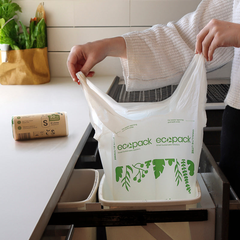 Ecopack 18L Compostable Bin Liners Bundle Small (4 Rolls/80 Bags)