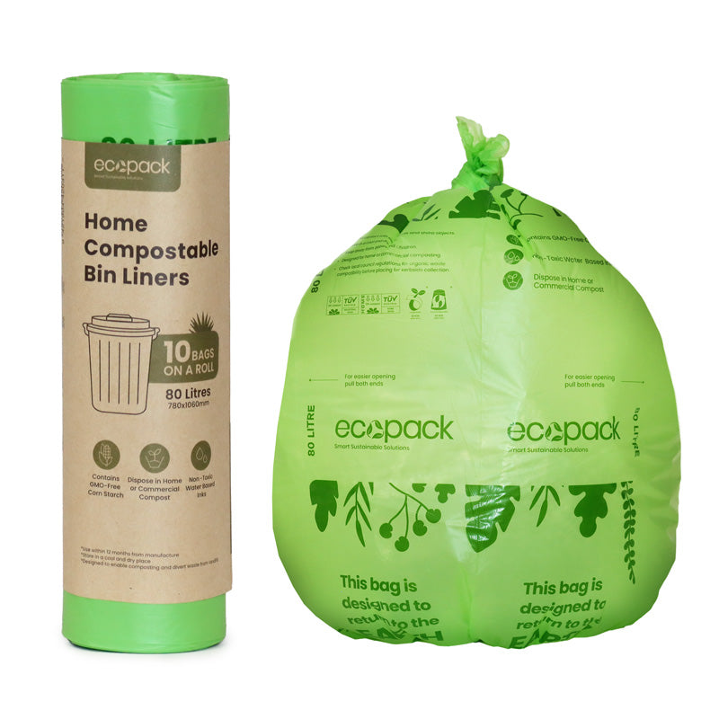 Ecopack 80L Compostable Garbage Bags Bundle (3 Rolls/30 Bags)