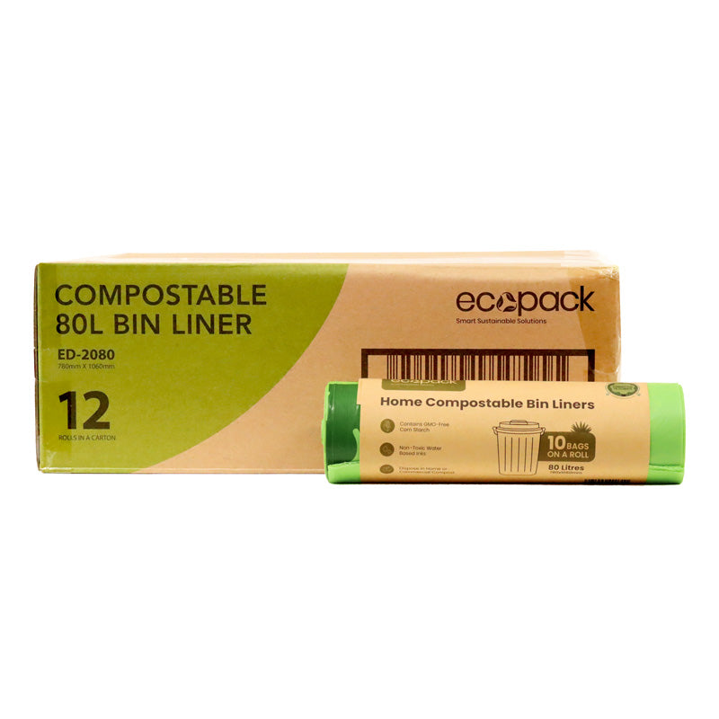 Ecopack 80L Compostable Garbage Bags (1 Roll/10 Bags)