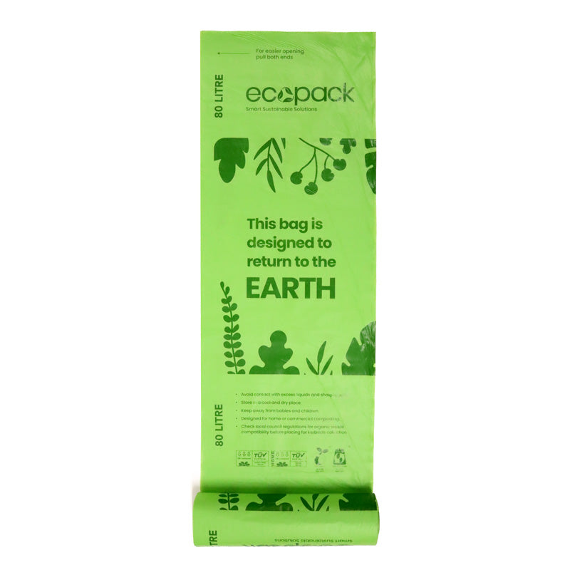 Ecopack 80L Compostable Garbage Bags (1 Roll/10 Bags)