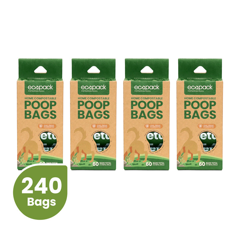 Ecopack Compostable Dog Poop Bags Bundle (4 Boxes/240 Bags)