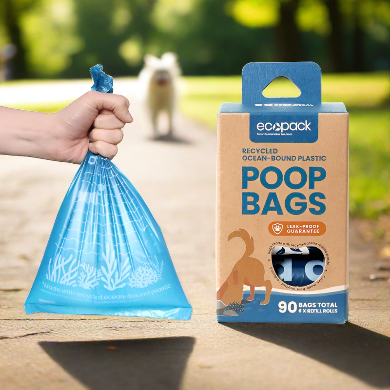 Ecopack Recycled Plastic Dog Poop Bags (6 Rolls/90 Bags)