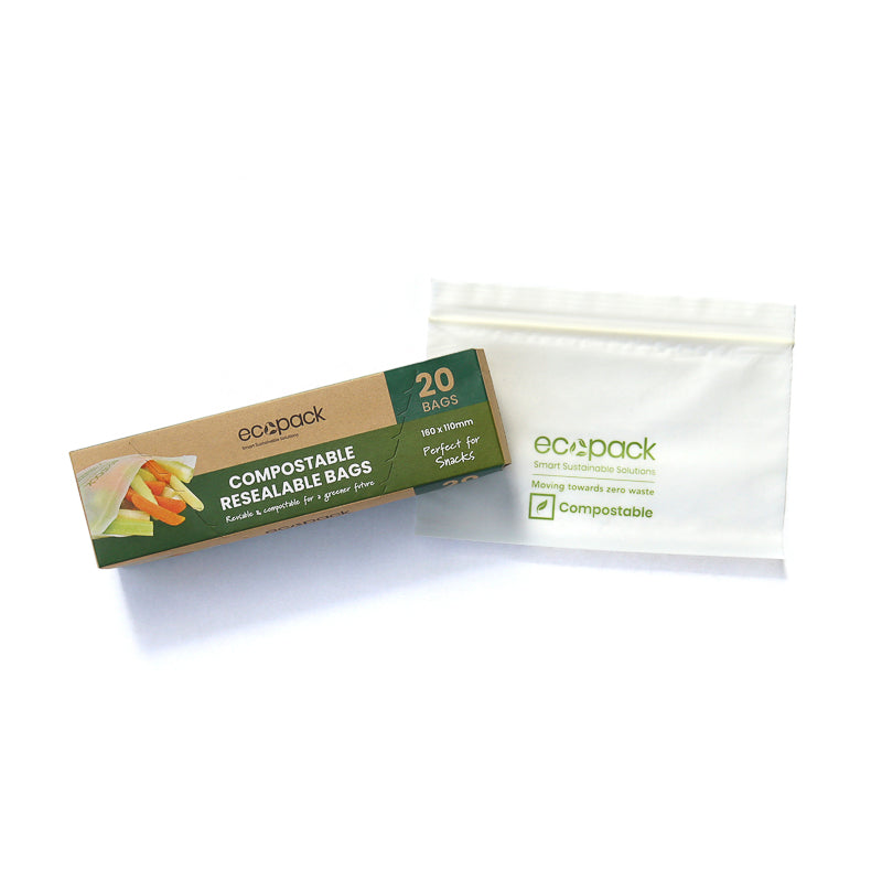 Ecopack Compostable Resealable Snack & Sandwich Bags Bundle (4 Boxes/70 Bags)